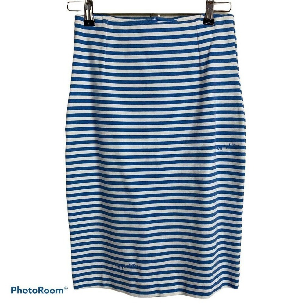 Lilly Pulitzer 48577 Women's sz S Blue White Striped Ponte Stretch Pencil‎ Skirt